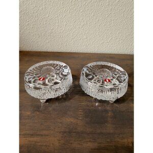 Pair of Ultima Thule Iittala Finland Glass Candle Holders Melted Ice